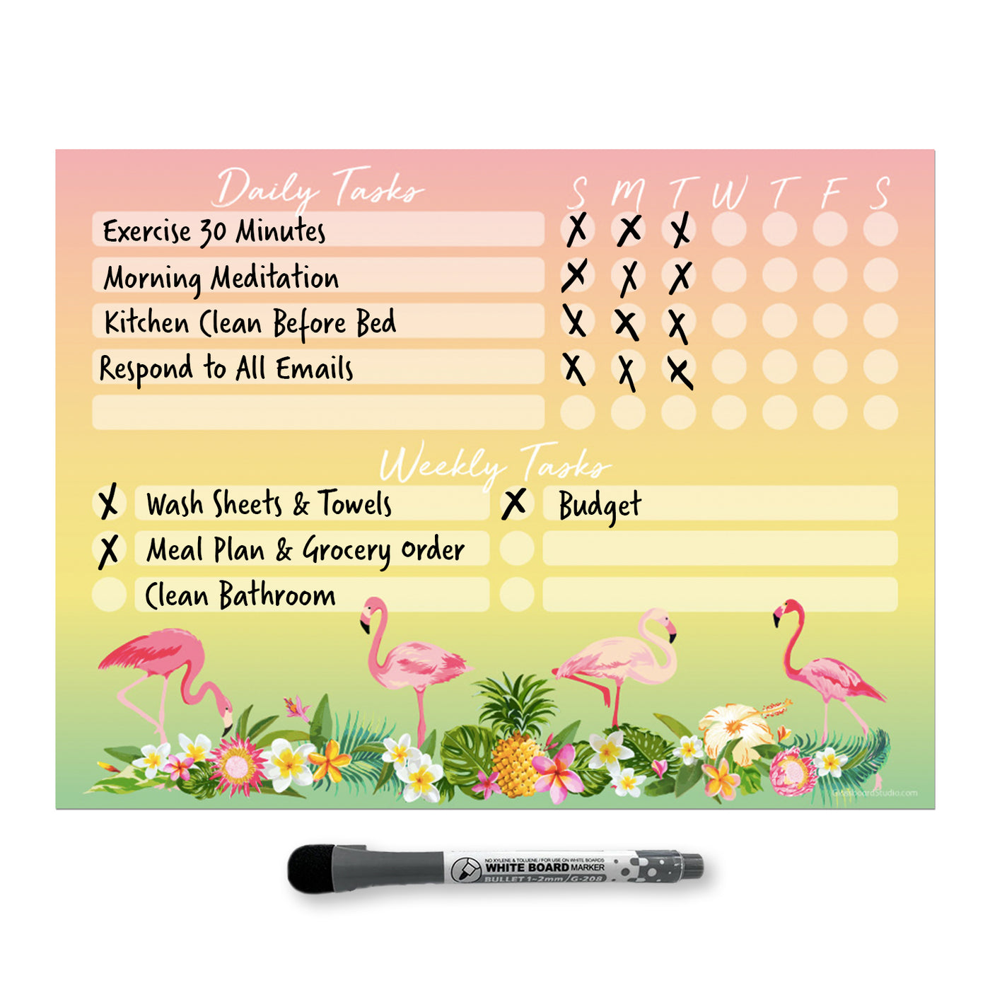 Tropical Daily & Weekly Task Tracker Sticker Doodle