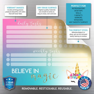 Unicorn Magic Daily & Weekly Task Tracker Sticker Doodle