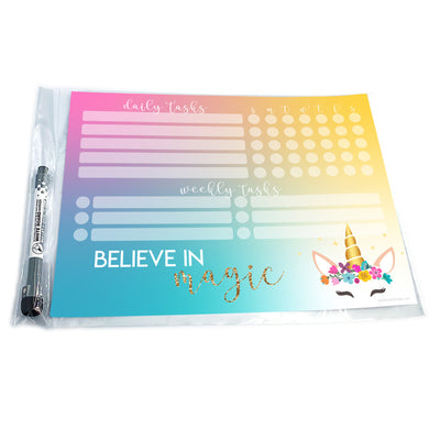 Unicorn Magic Daily & Weekly Task Tracker Sticker Doodle