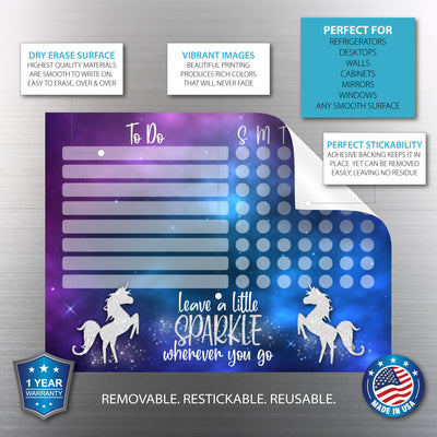 Unicorn Sparkle Kids Task Chart Sticker Doodles