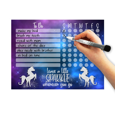 Unicorn Sparkle Kids Task Chart Sticker Doodles