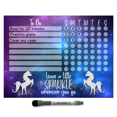 Unicorn Sparkle Kids Task Chart Sticker Doodles