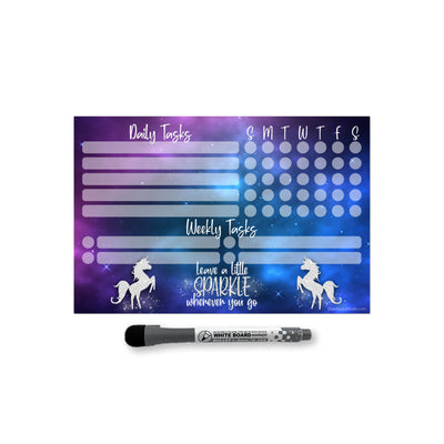 Unicorn Sparkle Daily & Weekly Task Tracker Sticker Doodle