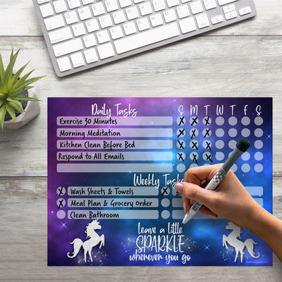 Unicorn Sparkle Daily & Weekly Task Tracker Sticker Doodle