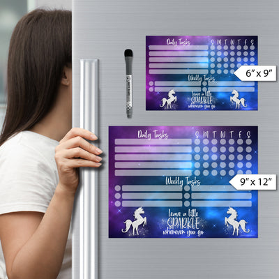 Unicorn Sparkle Daily & Weekly Task Tracker Sticker Doodle