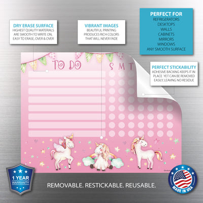 Unicorn Watercolor Kids Task Chart Sticker Doodles