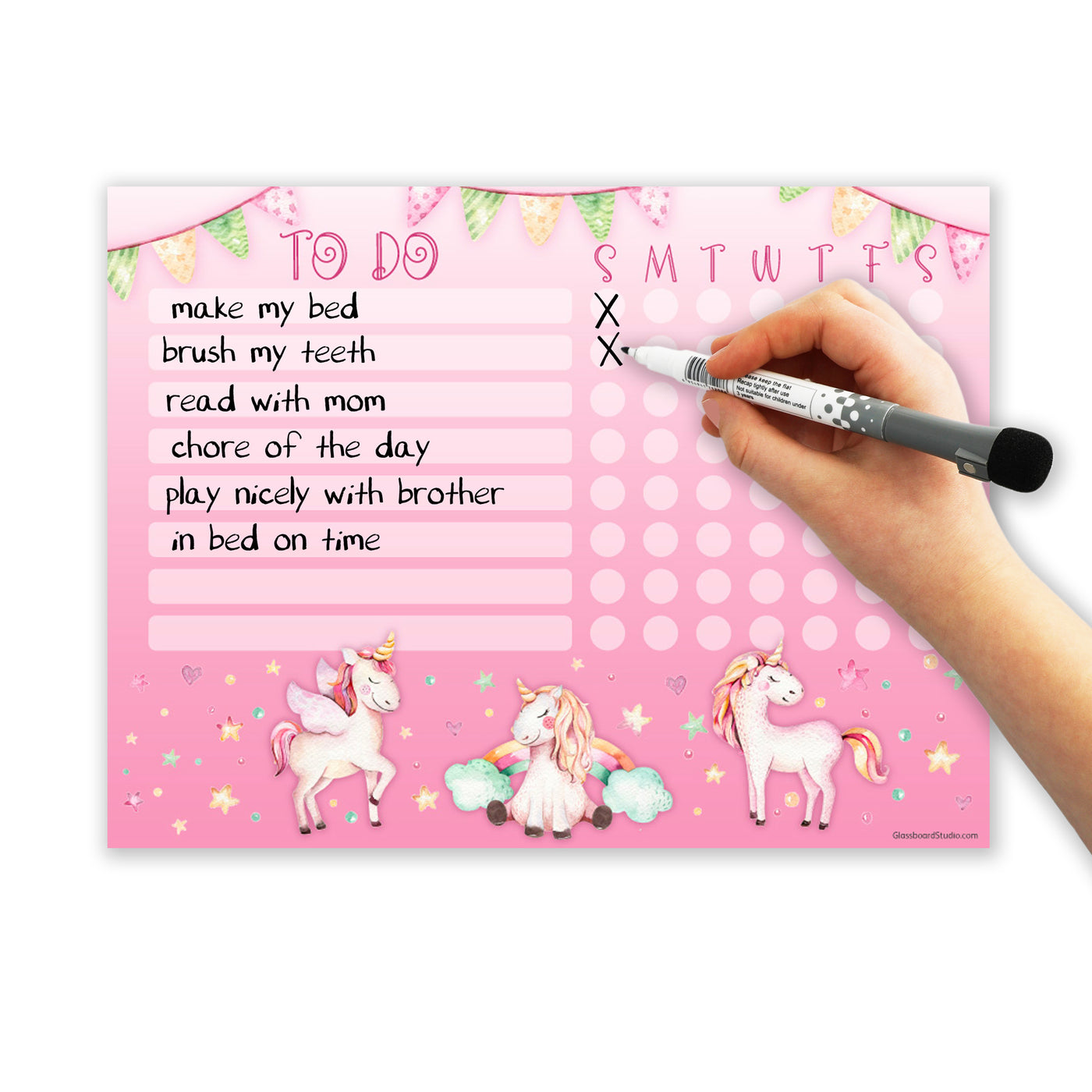 Unicorn Watercolor Kids Task Chart Sticker Doodles