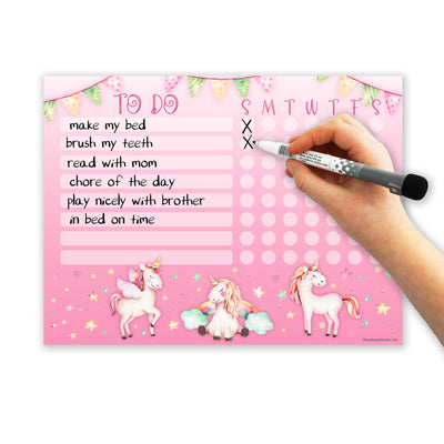 Unicorn Watercolor Kids Task Chart Sticker Doodles