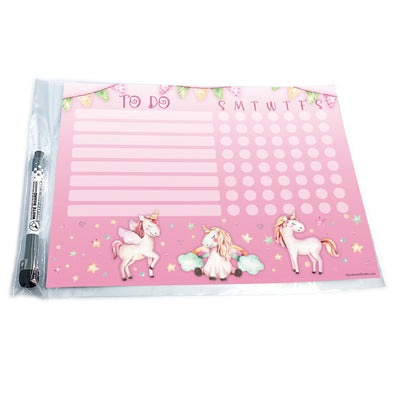 Unicorn Watercolor Kids Task Chart Sticker Doodles