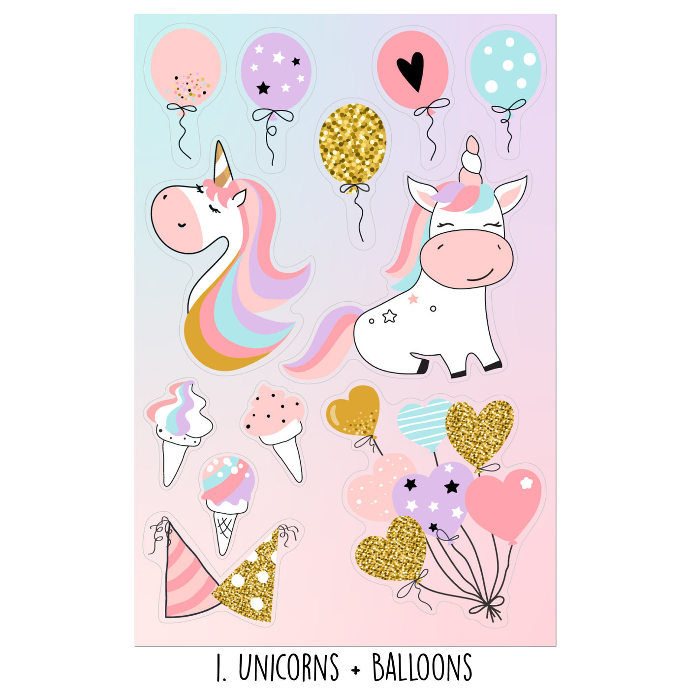 Unicorn Birthday Sticker Oodle | Reusable!