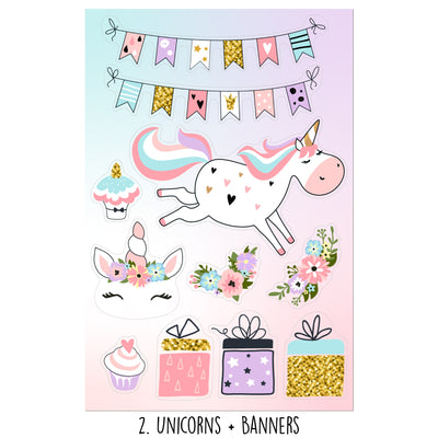 Unicorn Birthday Sticker Oodle | Reusable!