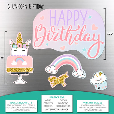 Unicorn Birthday Sticker Oodle | Reusable!