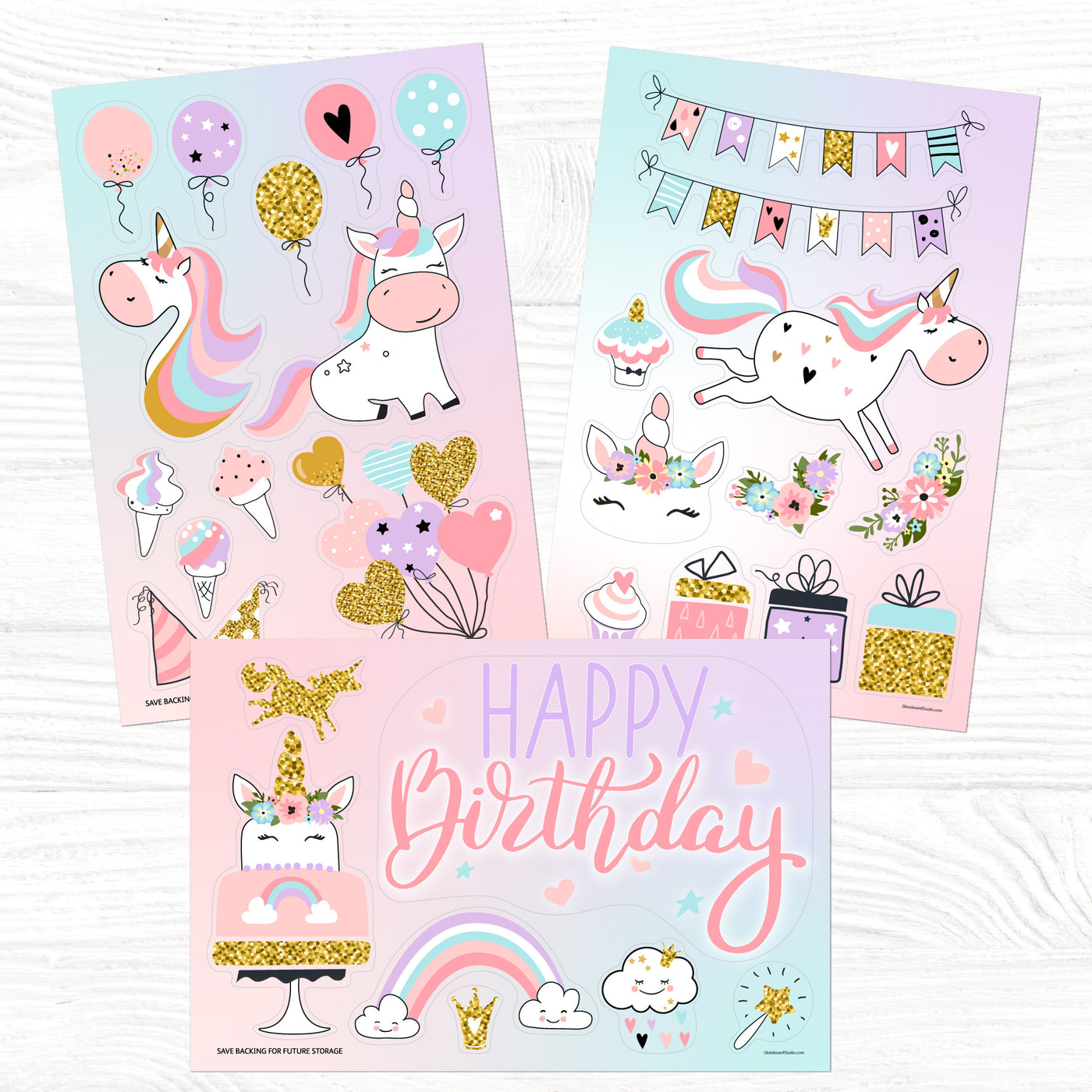Unicorn Birthday Sticker Oodle | Reusable!