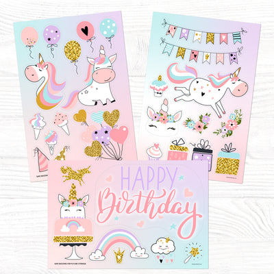 Unicorn Birthday Sticker Oodle | Reusable!