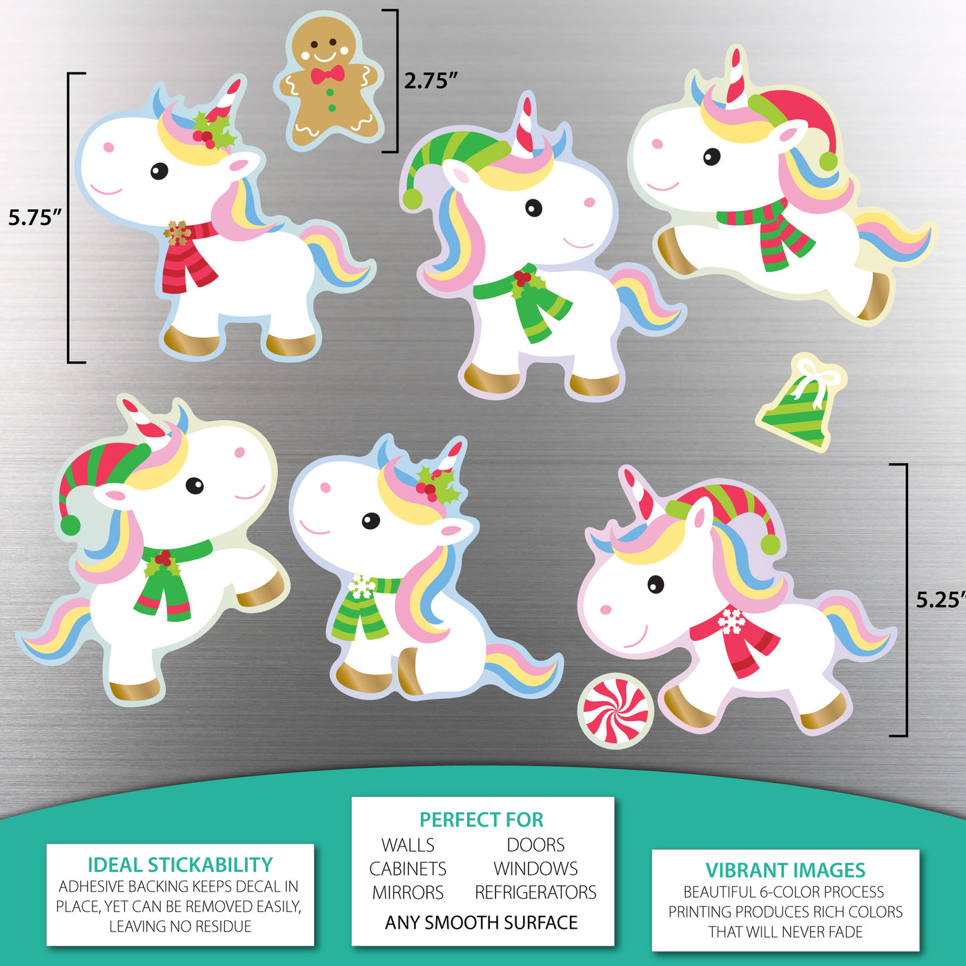 White Unicorns Christmas Sticker Oodle