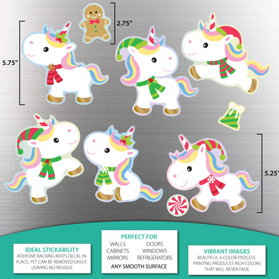 White Unicorns Christmas Sticker Oodle
