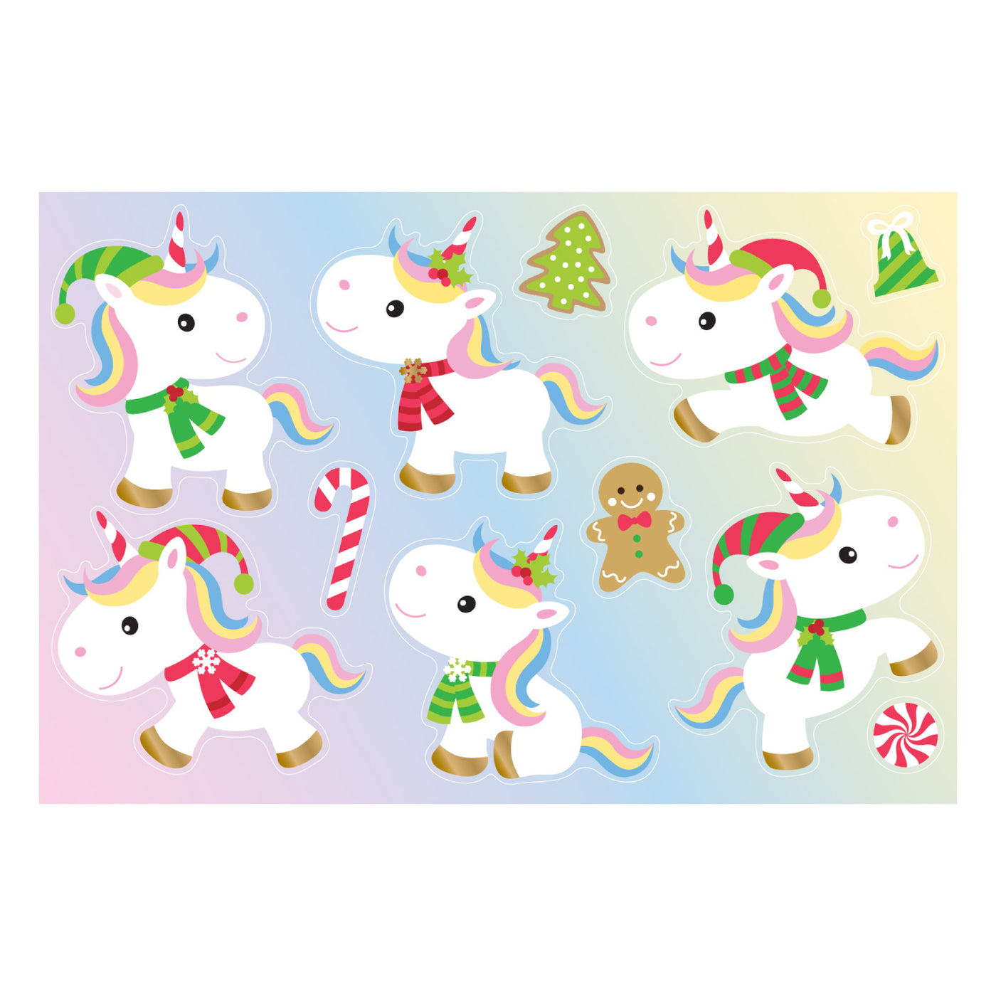 White Unicorns Christmas Sticker Oodle