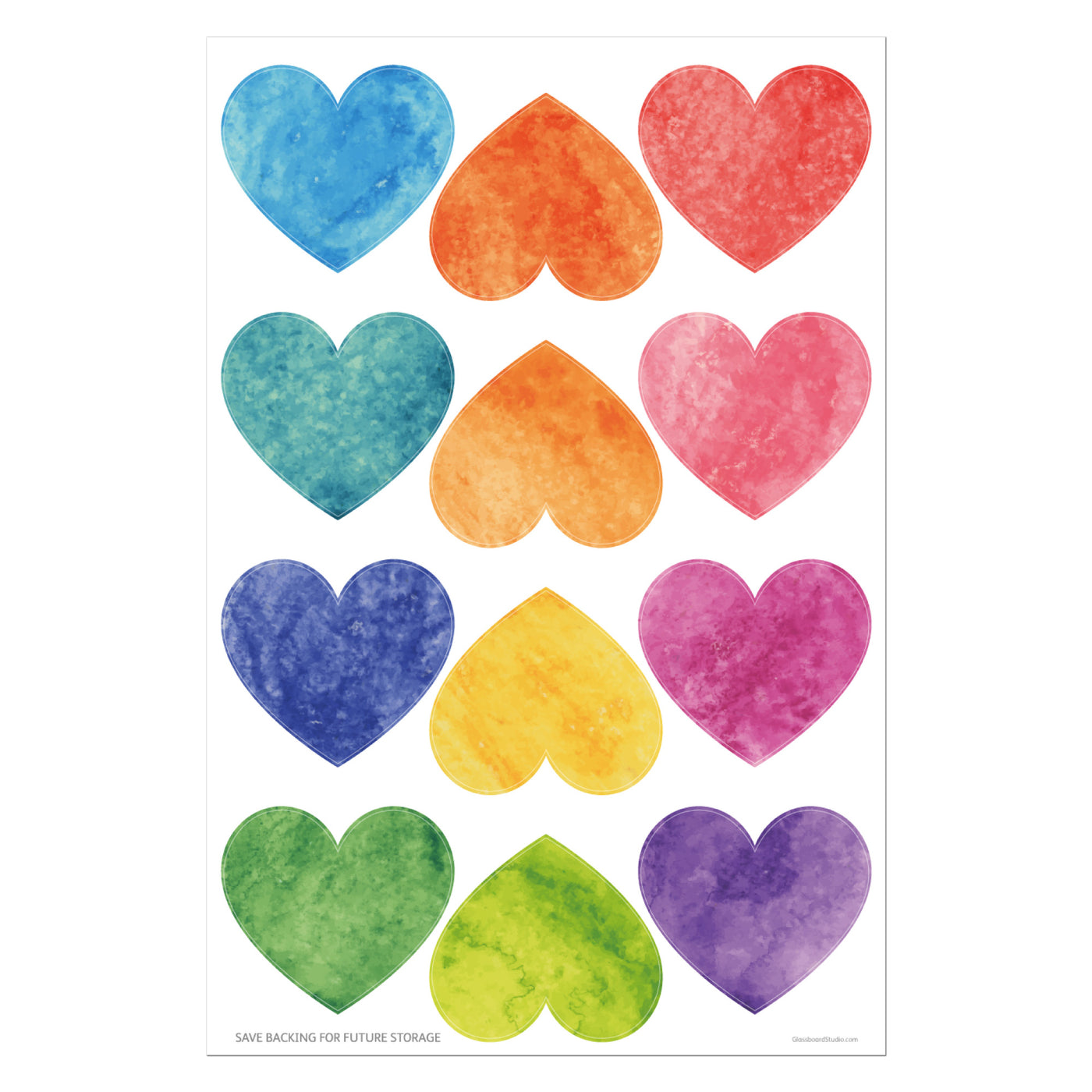 Watercolor Hearts Sticker Oodle