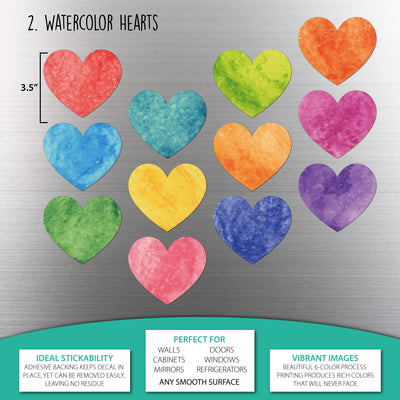 Watercolor Hearts Sticker Oodle