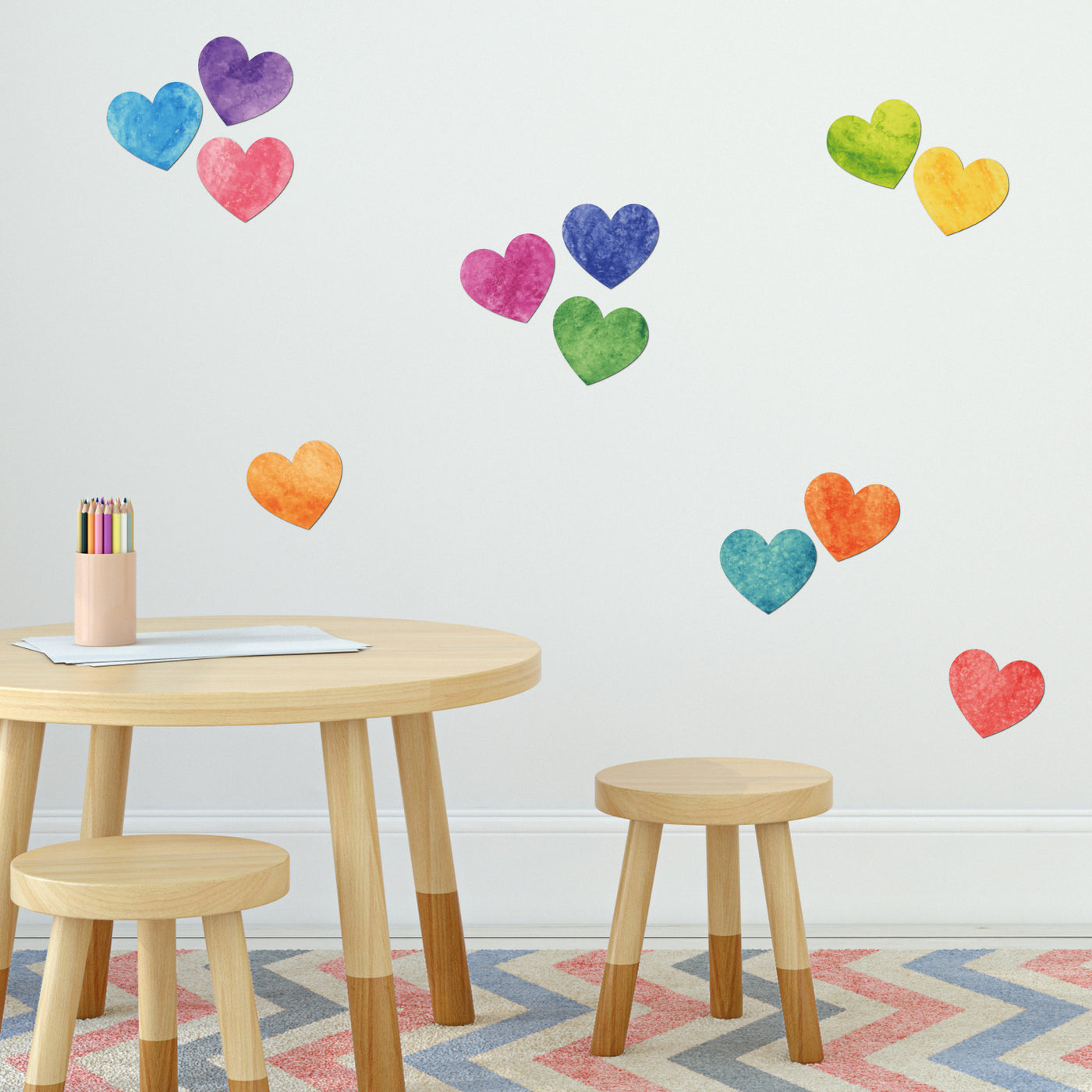 Watercolor Hearts Sticker Oodle