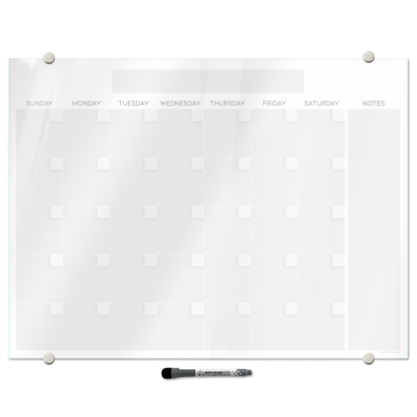 Bright White Calendar Glassboard