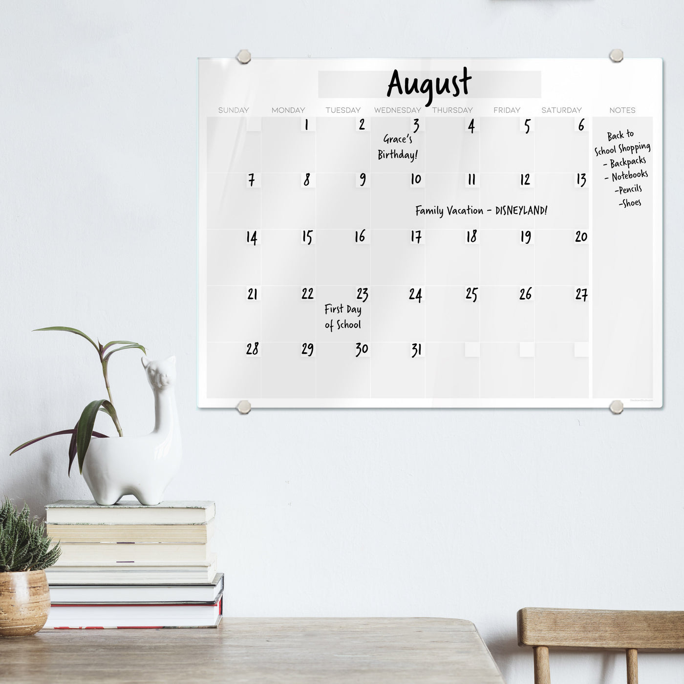 Bright White Calendar Glassboard