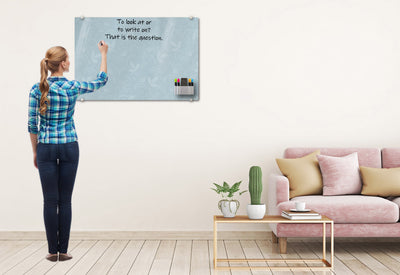 Dusty Blue Floral Glassboard