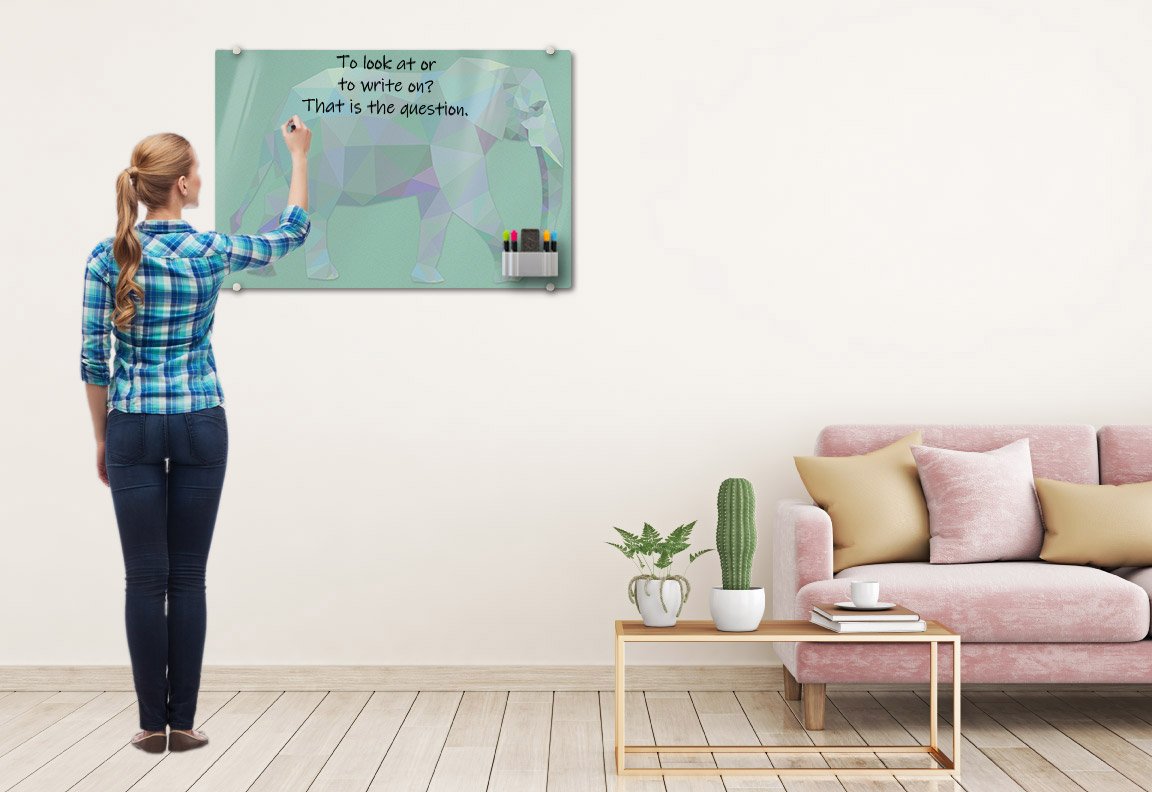 Geometric Elephant Glassboard