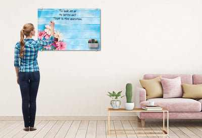 Rustic Flowers on Blue Glassboard