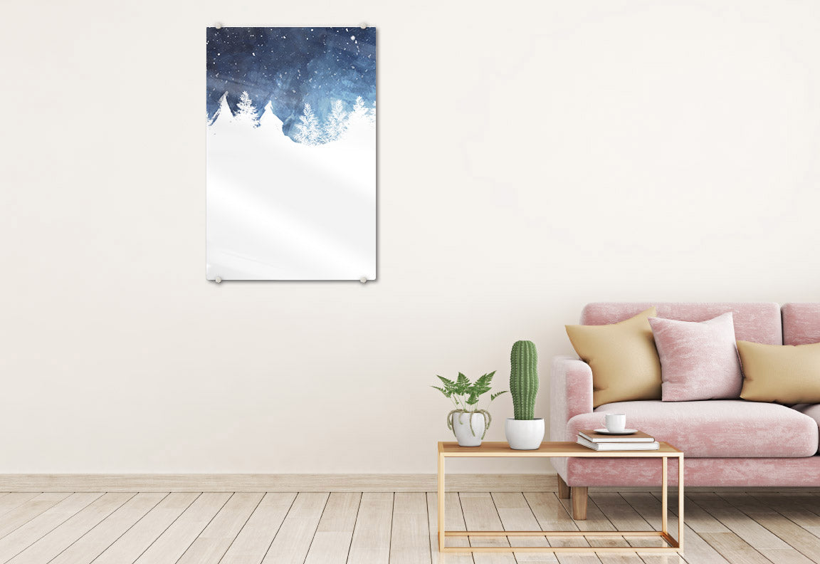 Watercolor Snowscape Glassboard